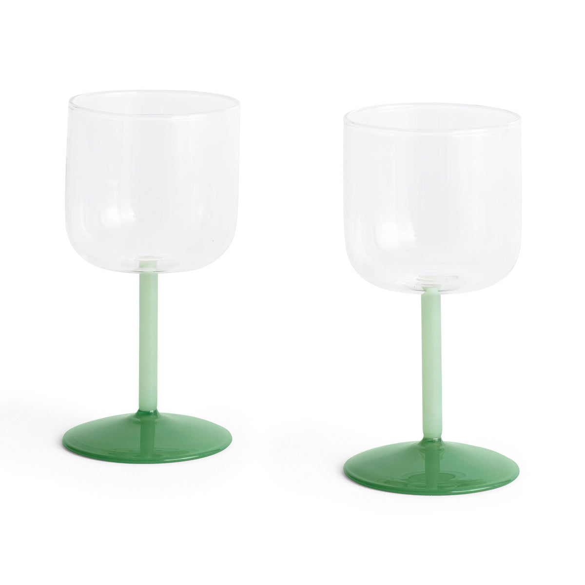 HAY Tint vinglas i clear, jade light green og jade dark green borosilikatglas