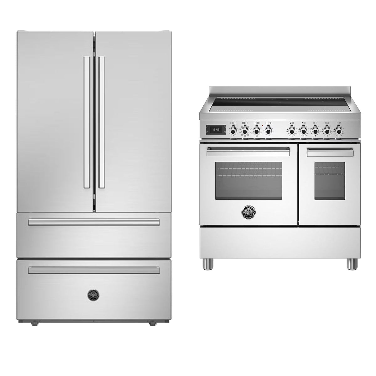 Bertazzoni Professional hvidevarepakke i rustfrit stål med komfur og køleskab