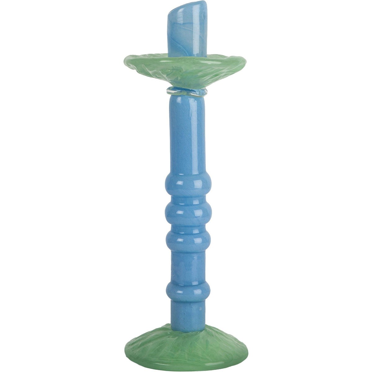 Blå og grøn Byon Lara L lysestage i mundblæst glas, 36 cm