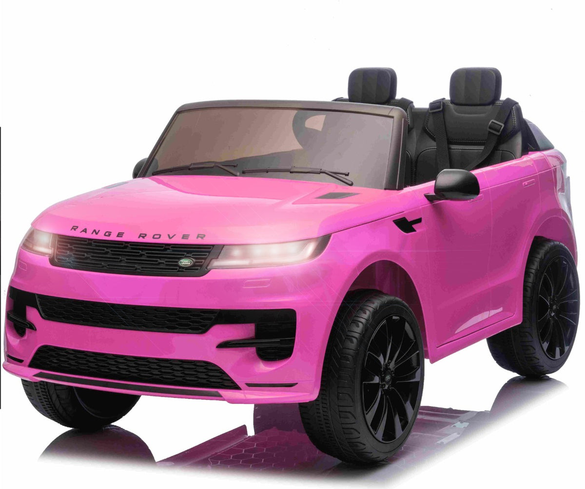 Pink Range Rover Sport elbil til børn fra Megaleg med gummihjul og lædersæde