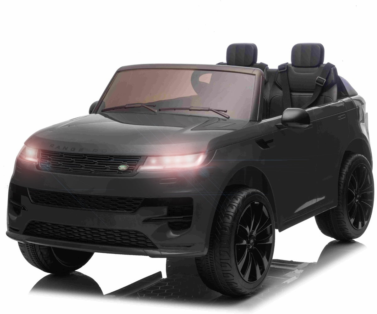Sort Range Rover Sport elbil til børn fra Megaleg med lithium og lædersæde