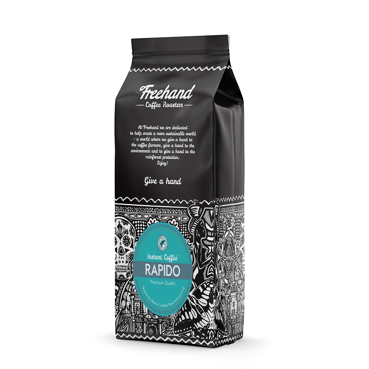 Pakke Freehand Rapido instant kaffe på 300 g, mellemristet kaffeblend