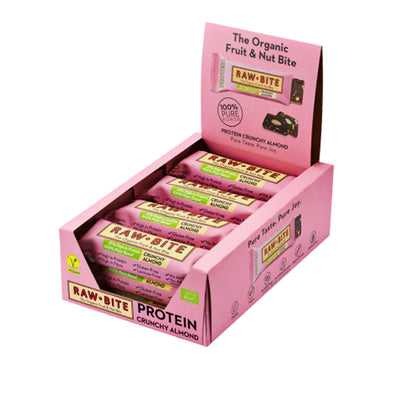 Se Rawbite Protein Crunchy Almond Ø 50 g.  Køb 12 stykker SPAR 10% ✔ Kæmpe udvalg i  Natur Drogeriet A/S - Køb online på udsalg og tilbud lige nu ✔ Hurtig levering: 1 - 2 Hverdage samt billig fragt - Varenummer: HG-54265-12 og barcode / Ean: 5712840020135 på lager - Udsalg på Mad & drikke > Tørret frugt og bær > Bars Spar op til 56% - Over 1354 design mærker på udsalg