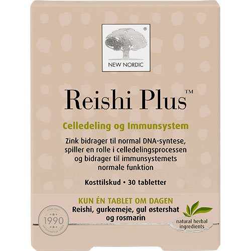 Se New Nordic Reishi Plus 30 tab. ✔ Kæmpe udvalg i New Nordic - Køb online på udsalg og tilbud lige nu ✔ Lav fragtpris og hurtig levering - Varenummer: Helsegrossisten-45156 og 5021807008810 på lager - Udsalg på Sundhed > New Nordic > Immunforsvar Store besparelser – op til 67% - Store besparelser på over 2.281 mærker