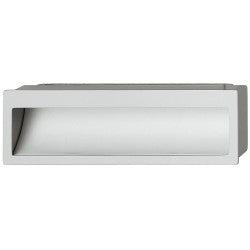 Rektangulært skålegreb i aluminiumfarvet zinklegering med buet bagplade fra Haefele