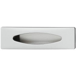 Rektangulært skålegreb i mat forkromet zinklegering med oval åbning fra Haefele