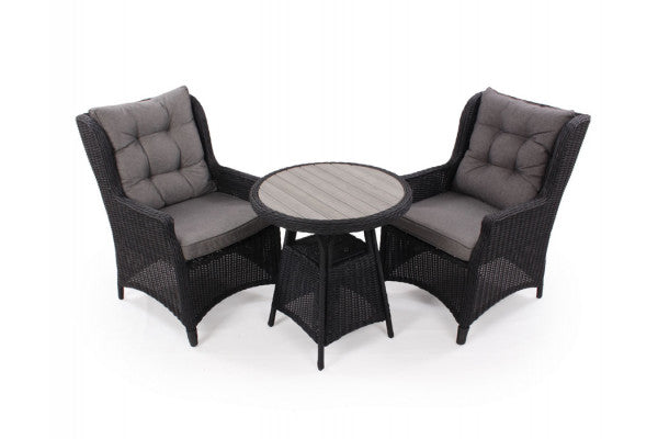 Se Rio sort Cafesæt m/2 loungestole - Ø 70 cm - m/vandafv. hynder ❤ Hurtig levering til lave fragtpriser - Varenummer: Havemøbelland-DK2856 - Udsalg på HAVEMØBELSÆT - Cafesæt Spar stort – op til 53% - Over 2.739 kendte brands på stort udsalg