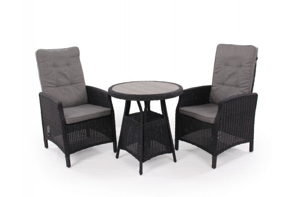Se Rio Sort Cafesæt m/2 pos stole - Ø 70 cm - m/vandafv. hynder ❤ Billig fragt • Hurtig levering - Varenummer: Havemøbelland-DK1944 og barcode / Ean: 5709386481315 på lager - Udsalg på HAVEMØBELSÆT Spar stort – op til 53% - Over 785 kendte brands på udsalg