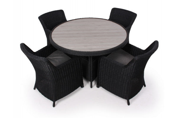 Se Rio Sort Havemøbelsæt m/4 spisestole - Ø 130 cm - m/vandafv. hynder ❤ Hurtig levering til lave fragtpriser - Varenummer: Havemøbelland-DK1464 og barcode / Ean: 5709386475659 på lager - Udsalg på HAVEMØBELSÆT - Vedligeholdelsesfrie havemøbelsæt Spar stort – op til 53% - Over 2.739 kendte brands på stort udsalg