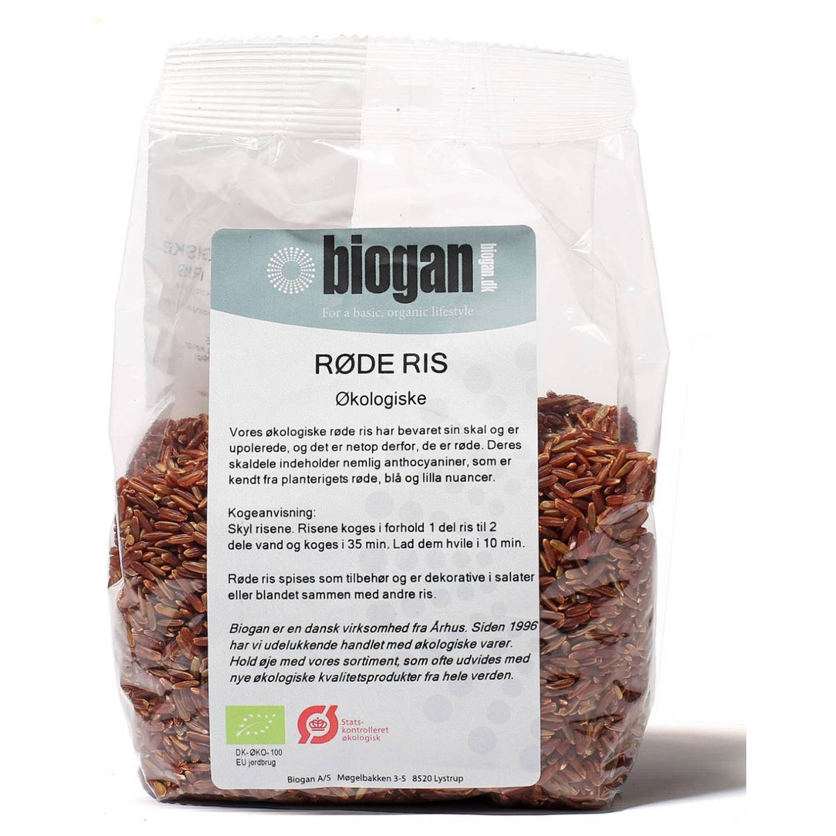 Pakke med økologiske røde ris fra Biogan, 500 g