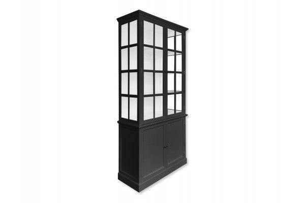 Se Romsø Vitrineskab - 220x110x45 cm Sort/Hvid ❤ Lav fragtpris og hurtig levering - Varenummer: Havemøbelland-DK3827v1029 - Udsalg på INDEMØBLER - Vitrineskabe Spar helt op til 57% - Stort udsalg på over 739 brands