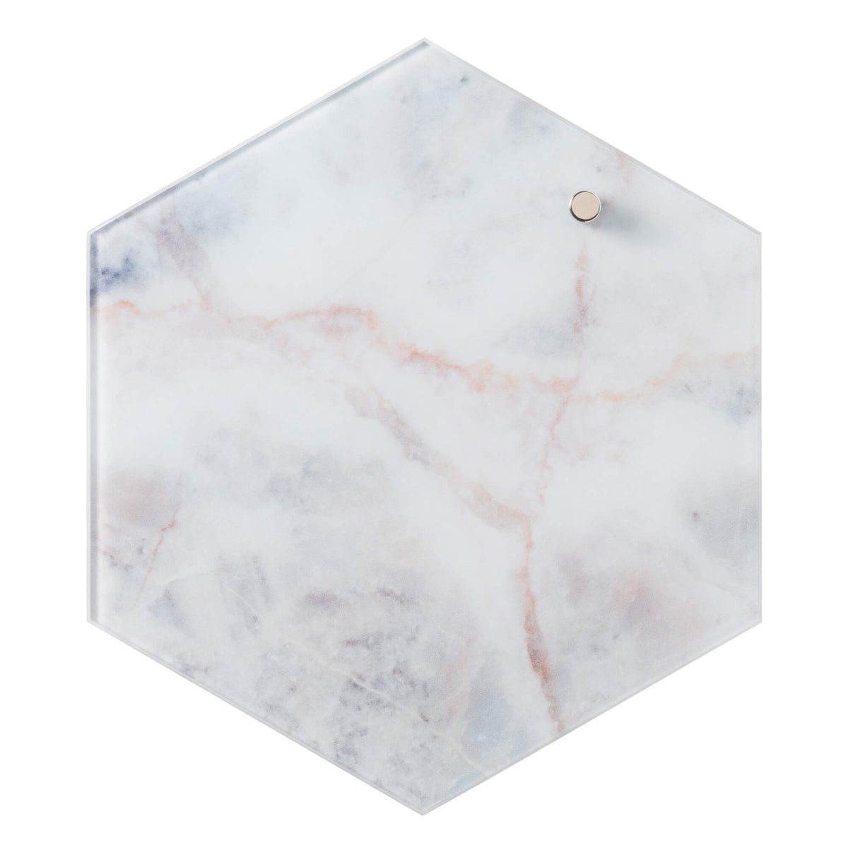 Sekskantet magnetisk glastavle fra Naga i rosa marmor, 21 cm