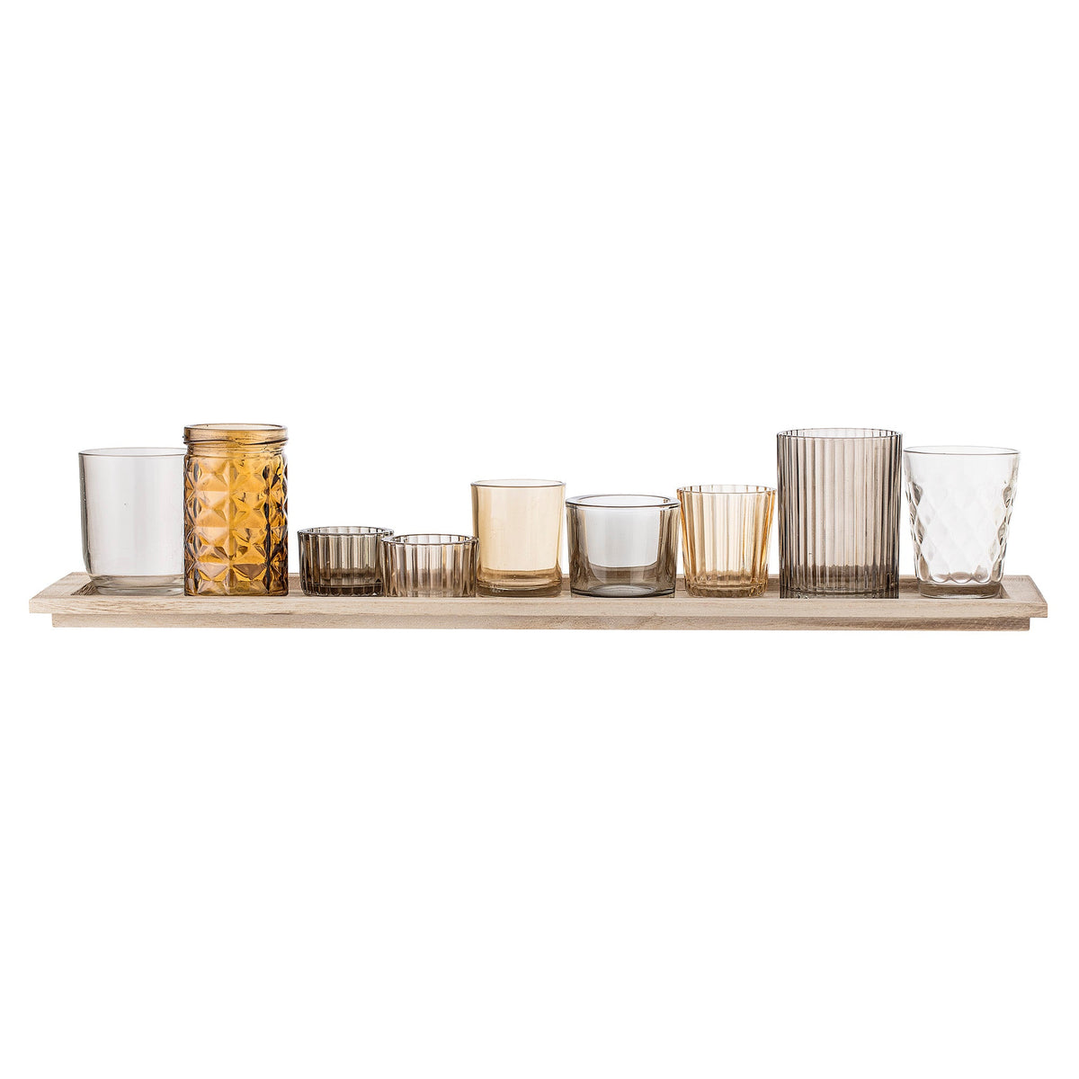Sanga bakke med fyrfadsstage i brunt glas fra Bloomingville
