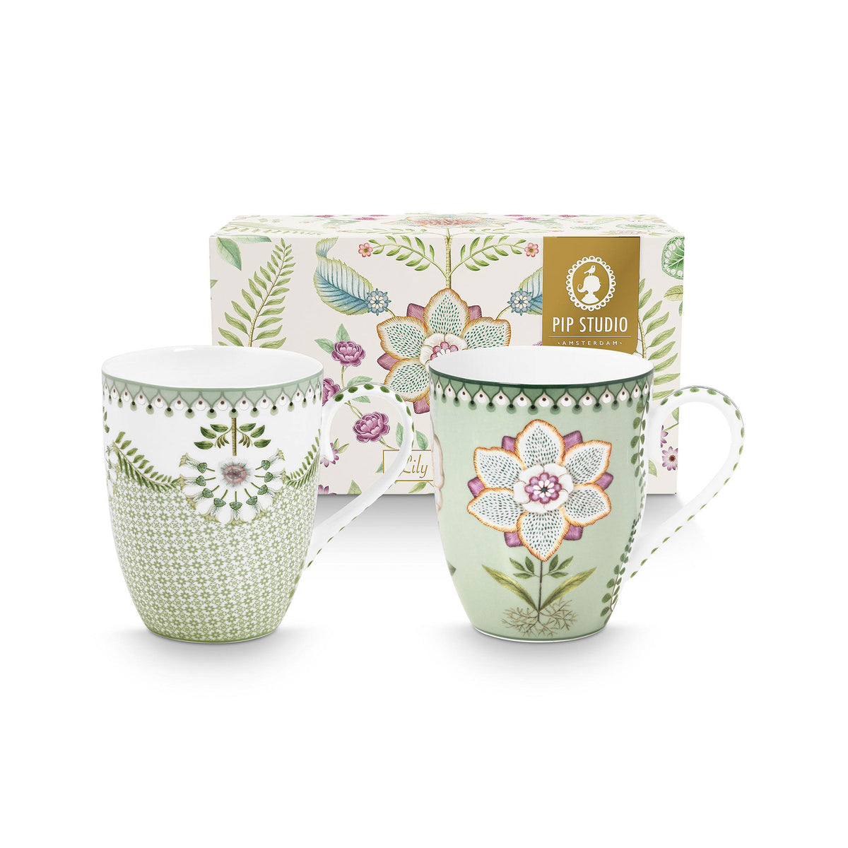PIP Studio Lily & Lotus krus med mønster, sæt med to på 35 cl