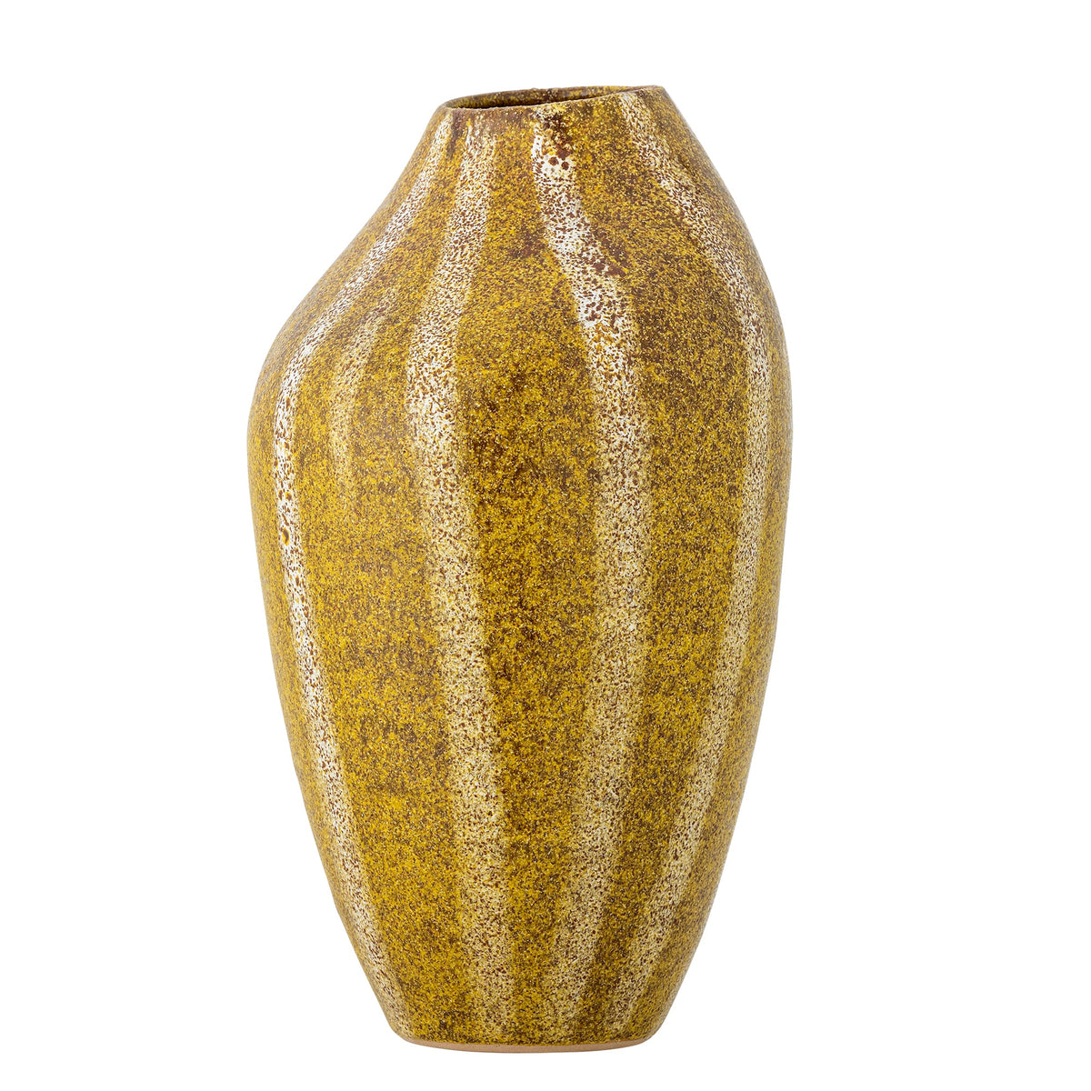 Gul Abella vase i stentøj med spættet lodret mønster fra Creative Collection