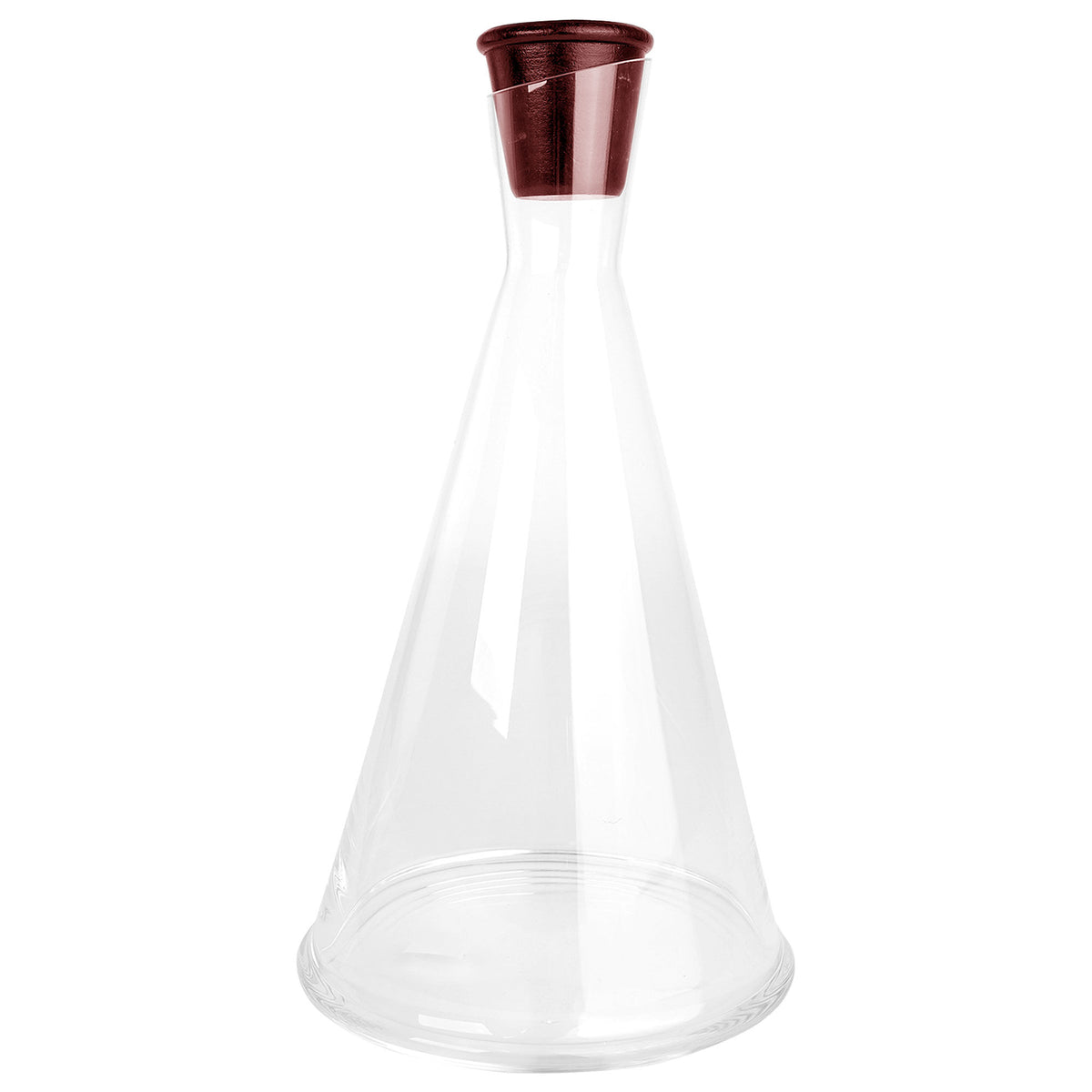 Sagaform Gurken vinkaraffel i kristalglas med konisk form og mørkerød kork