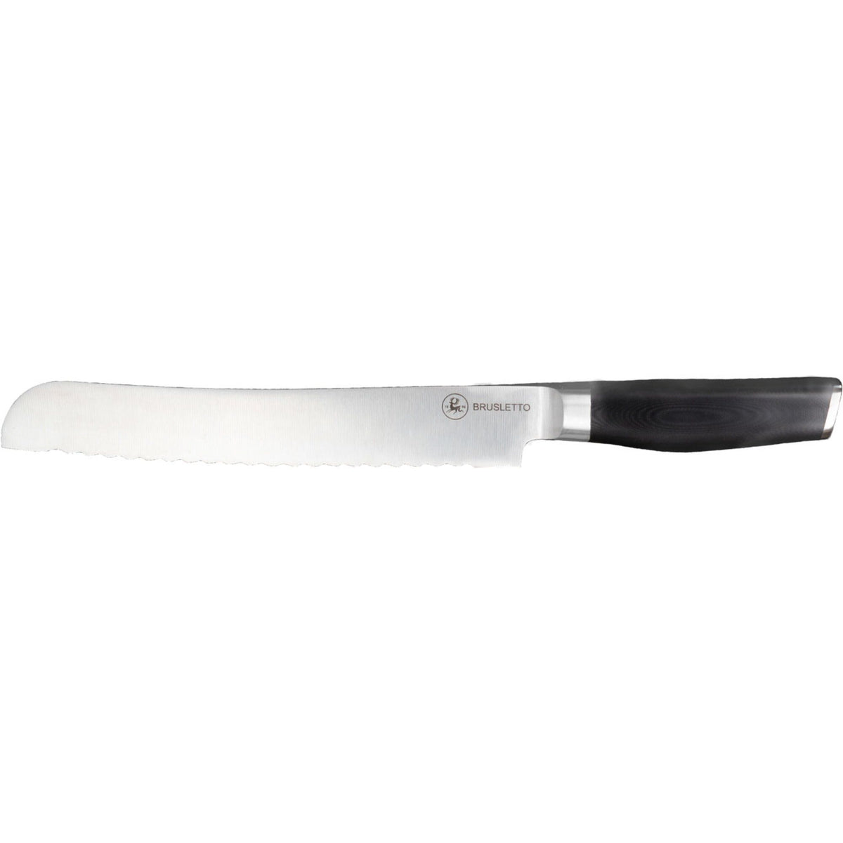 Sort Brusletto brødkniv på 23 cm med takket klinge