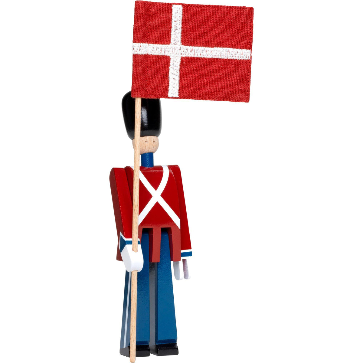 Kay Bojesen fanebærer i mini-udgave med tekstilflag som bordpynt