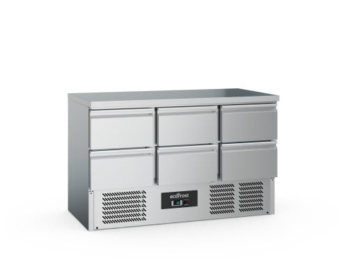 Ecofrost saladette med seks skuffer og fast top, model 7950.5085