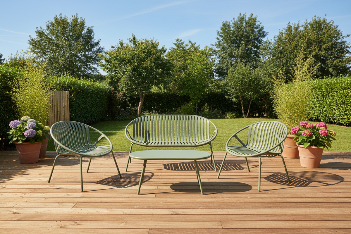 Se House Nordic - Saly Loungesæt Polypropylen/Stål Grøn - 2-pers. Sofa, 2 Stole, Sofabord ❤ Kæmpe udvalg i House Nordic - Køb online på udsalg og tilbud lige nu ❤ Super billig fragt og lynhurtig levering - Varenummer: Bolig&Haven-61257177039178 og barcode / Ean: 5713917041879 på lager - Udsalg på Op til 61% rabat - Mere end 1.329 populære mærker på udsalg