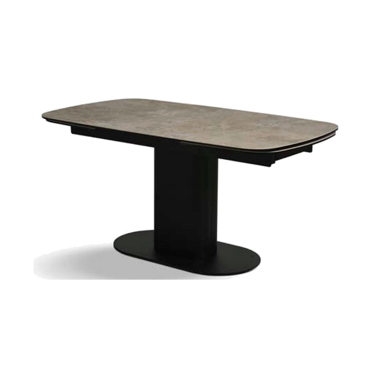 Scandinavian Living Peter spisebord med taupe keramisk bordplade og centralt søjlestel i sort metal