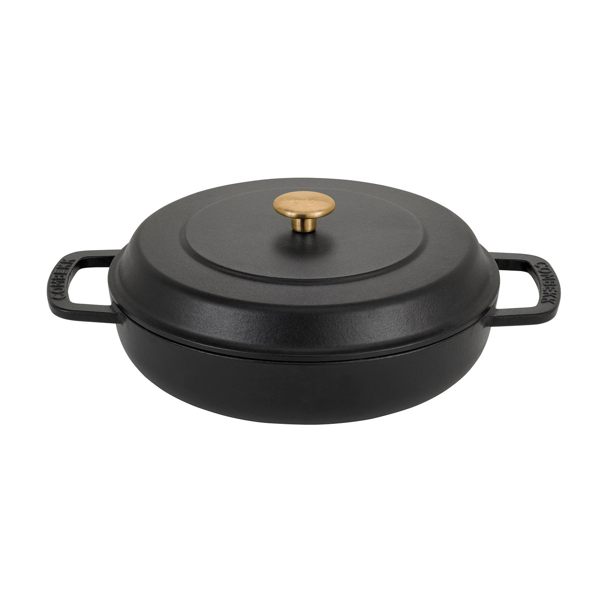 Combekk lav sort gryde med låg i støbejern, Ø28 cm og 5 liter