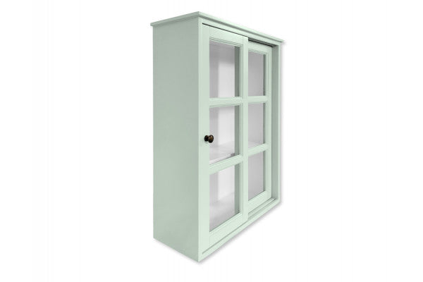 Sejerø Væghængt Vitrineskabe m/skydelåger - 70x50x20 Pastelgrøn/Hvid