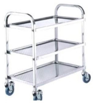 Servicevogn med tre hylder og hjul, 850 x 450 x 900 mm