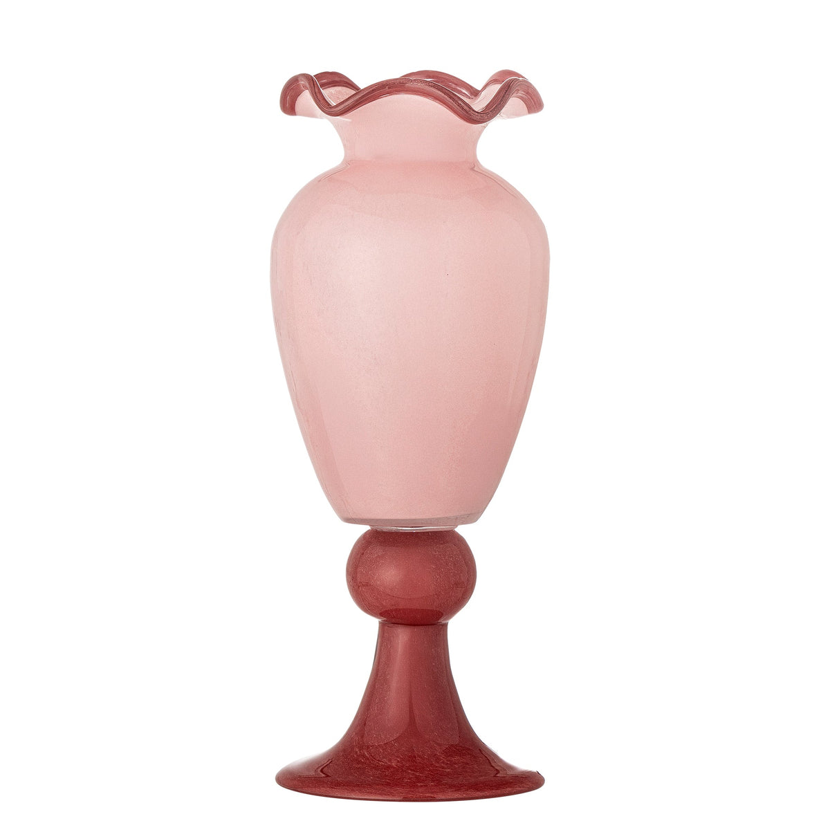 Rosa Frills vase i mundblæst glas fra Bloomingville