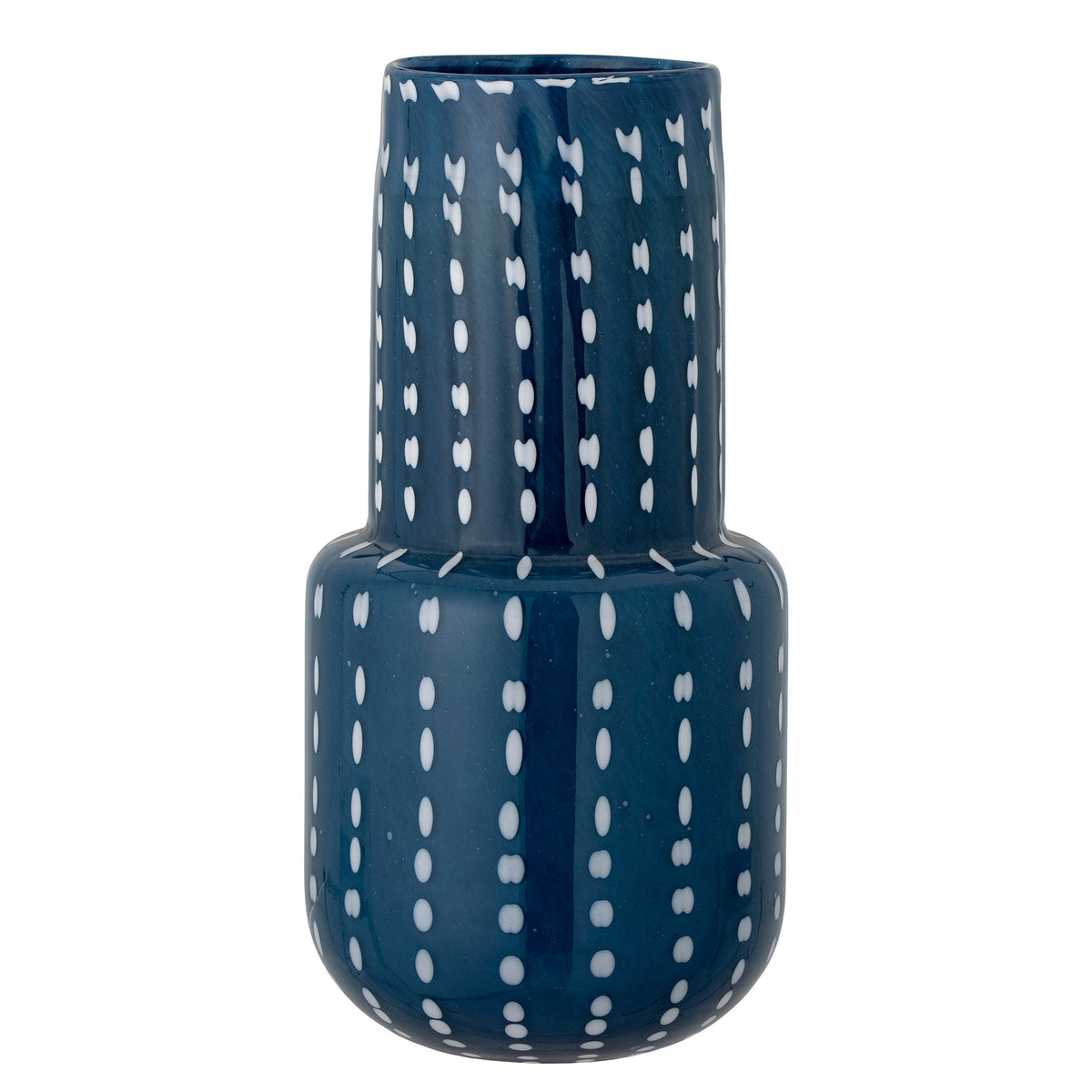 Mayim vase i mørkeblåt mundblæst glas med hvide prikker fra Creative Collection