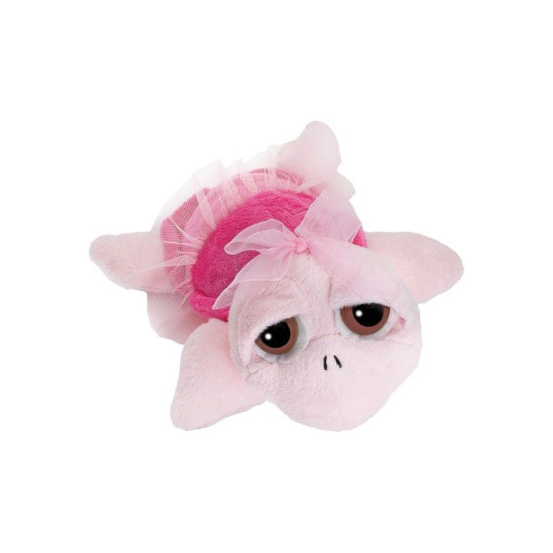 Lille rosa skildpadde bamse med store øjne og pink tylskørt, fantasidyr fra Suki