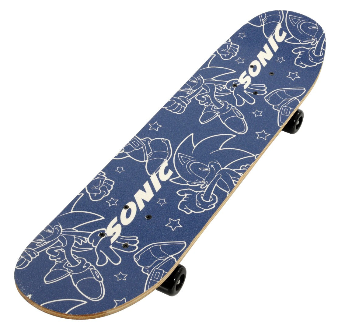 Officielt licenseret Sonic skateboard i træ med 7-lags deck og PVC-hjul
