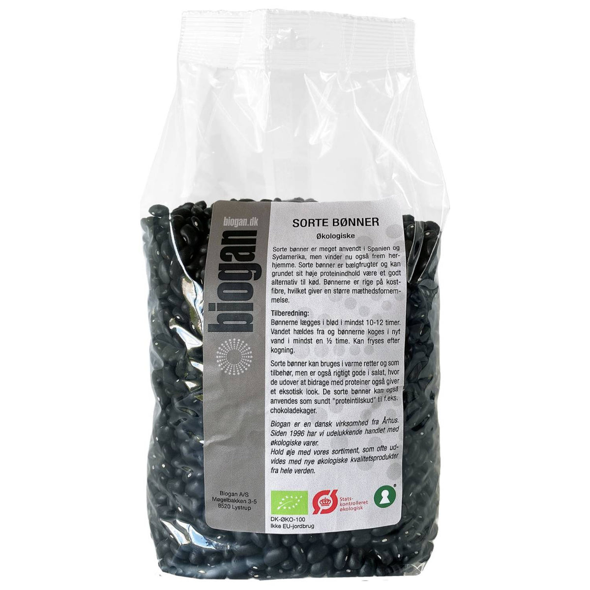 Pakke med Biogan økologiske sorte bønner, 1 kg