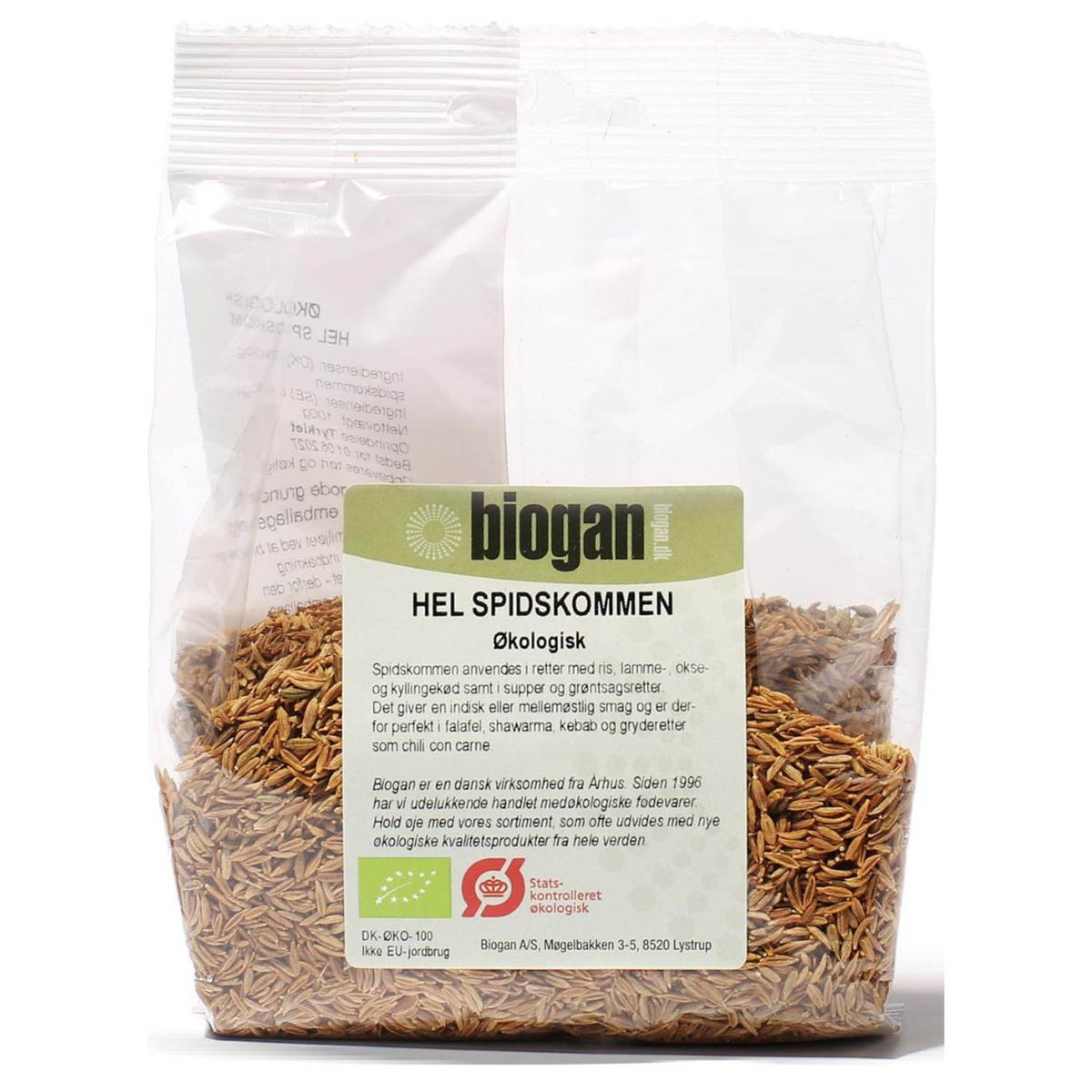 Økologisk hel spidskommen fra Biogan, 100 gram