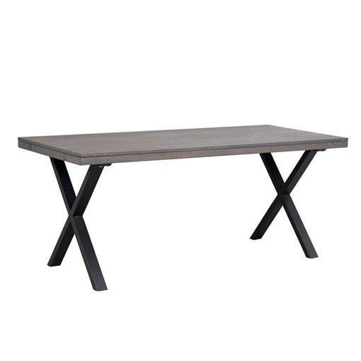 Rowico Home Brooklyn spisebord med brunbejdset egeplade og sorte X-ben i metal