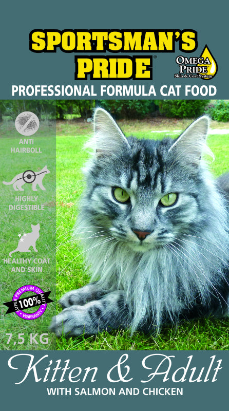 Pakke med Sportsman's Pride Professional Cat Food kattemad, 7,5 kg