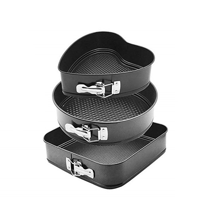 Springformsæt med rund, firkantet og hjerteformet springform med non-stick