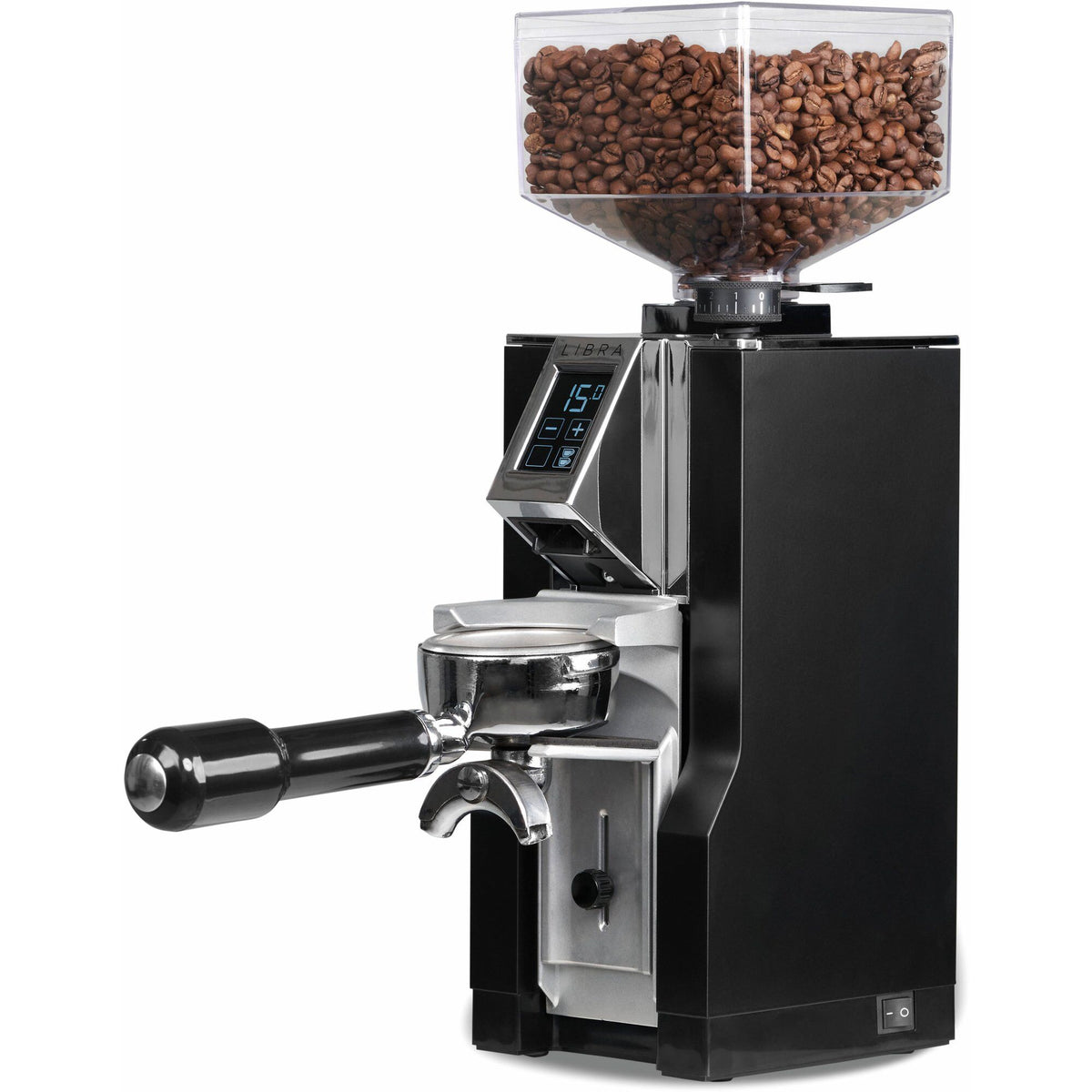 Sort kaffekværn Eureka Mignon Libra med indbygget præcisionsvægt