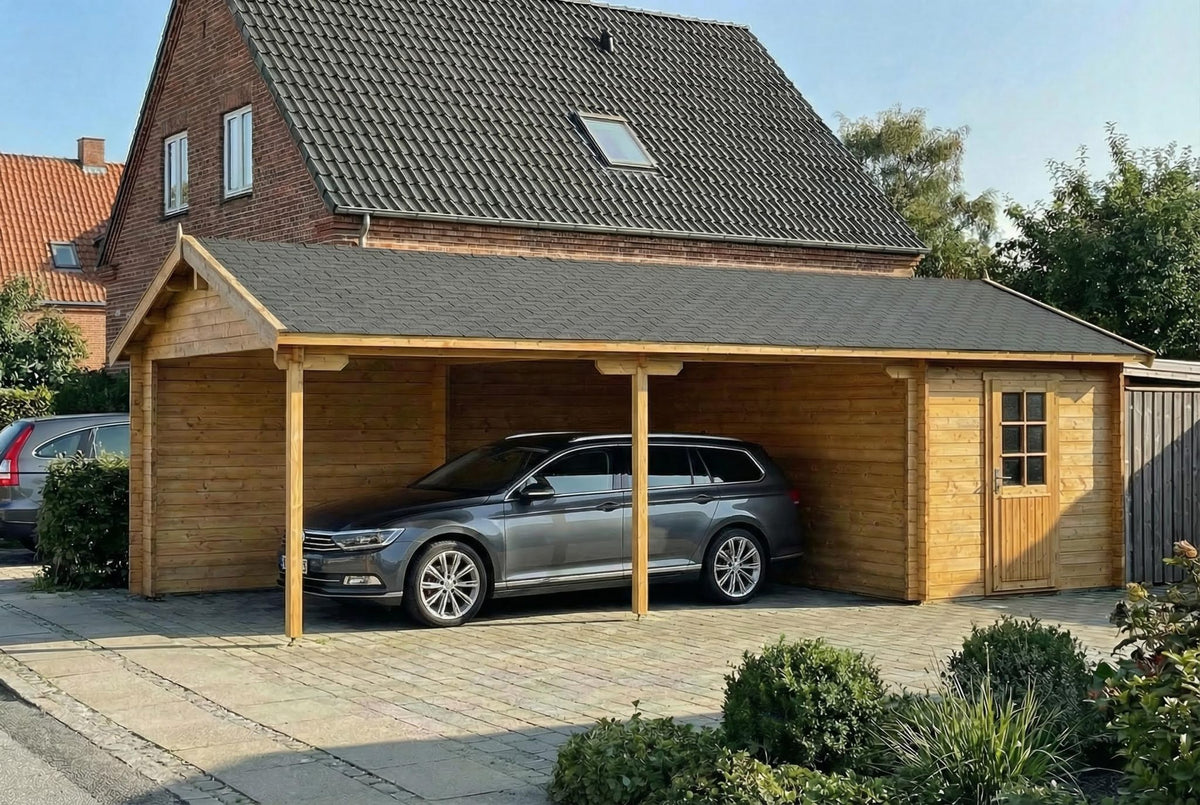 Hans 2 carport med skur og redskabsrum, 33 m², fra Sølund Huse