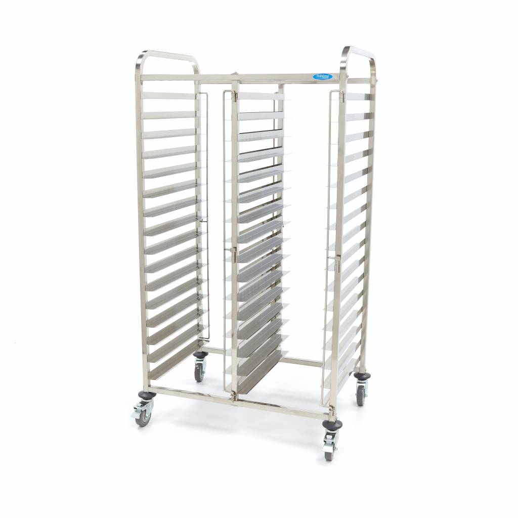 Maxima bakkevogn i rustfrit stål til 32 bakker i Bakerynorm 60 x 40 cm