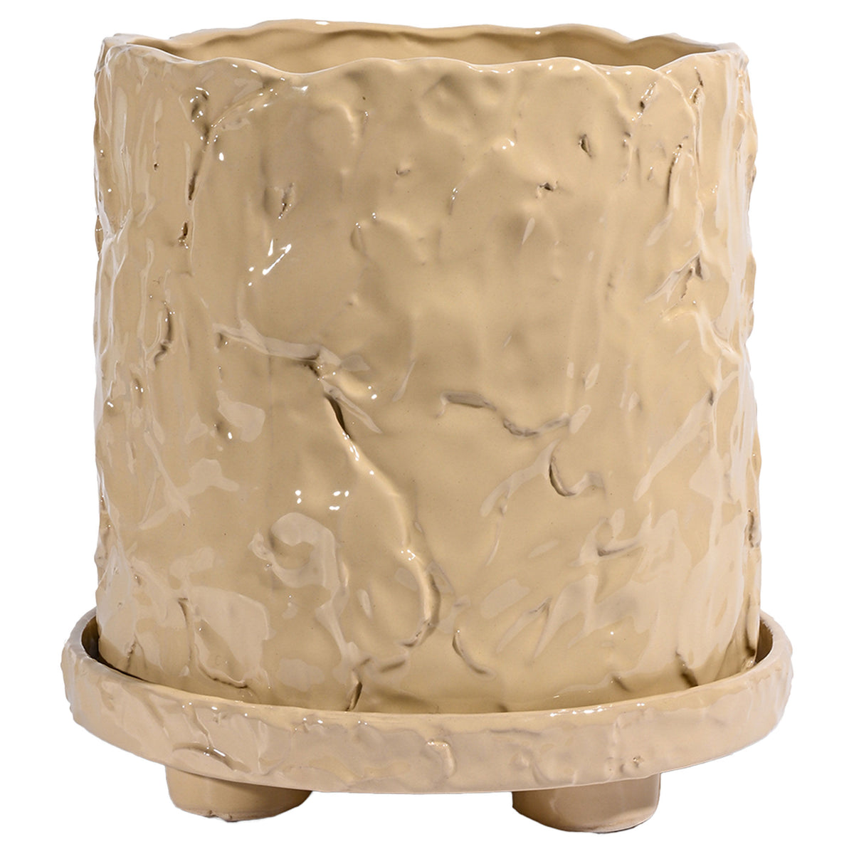 Beige Byon Muddy L krukke i stentøj med blank glasur, 23 x 23,5 cm