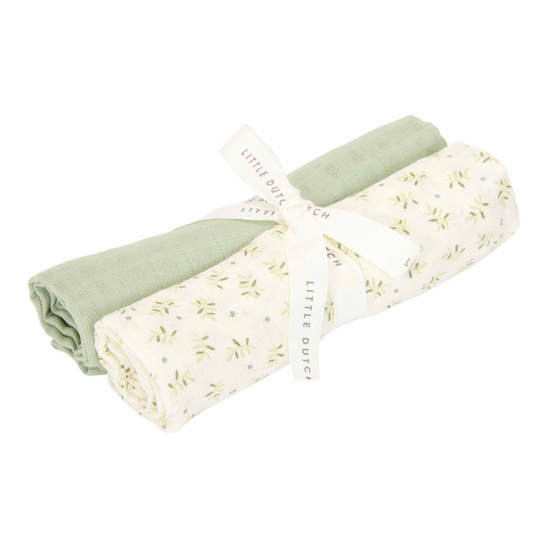 To stofbleer i blød muslin i Blueberry Leaves fra Little Dutch, støvet grøn