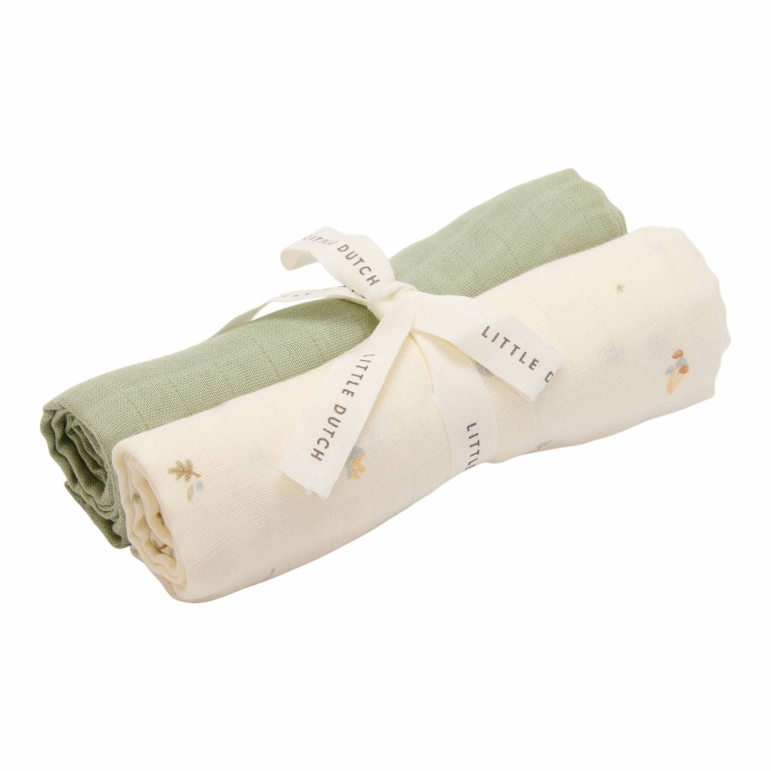 To muslin-stofbleer fra Little Dutch i Forest Treasures og sage til baby