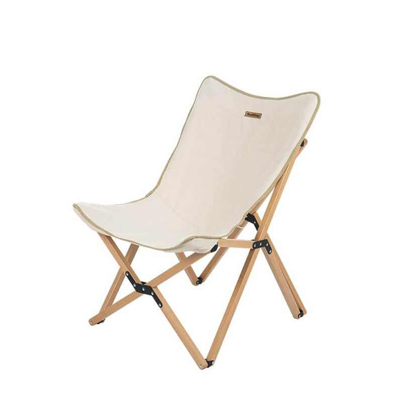 Hvid foldbar træstol i size small fra Naturehike til glamping