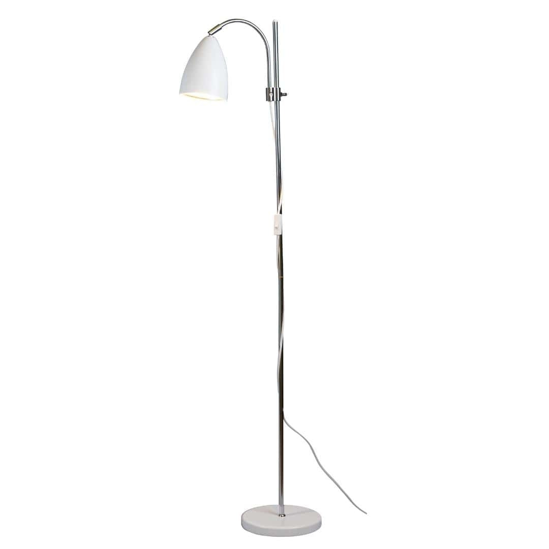 Belid Sway gulvlampe i hvid med metalstel og semimat skærm