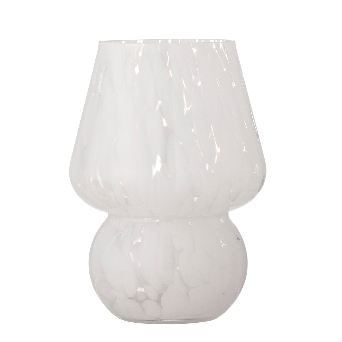 Hvid Halim vase i glas med unik form fra Bloomingville
