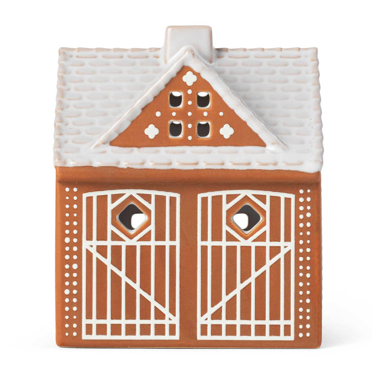 Kähler Gingerbread lyshus i håndlavet keramik formet som en julestald
