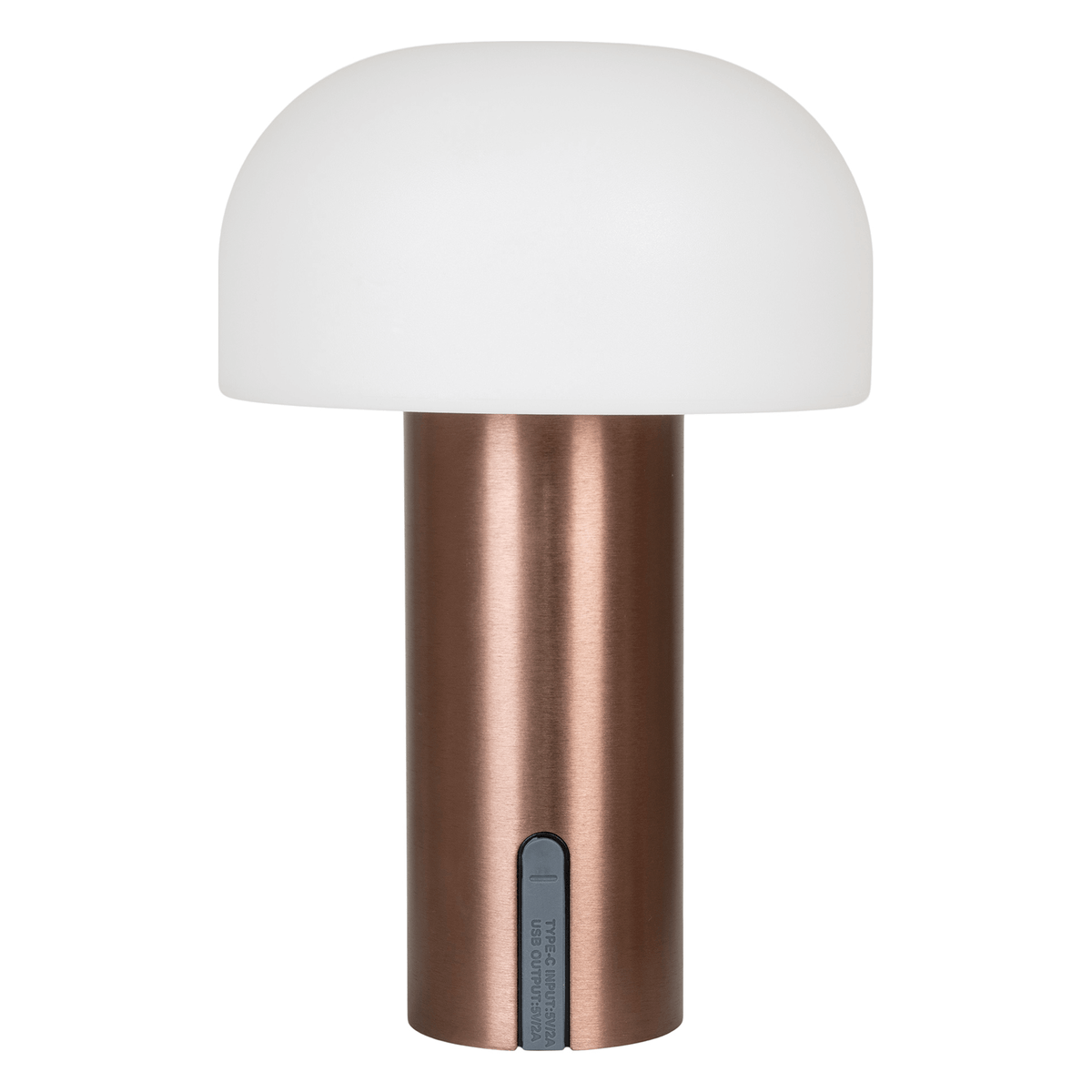 Trådløs LED-bordlampe i hvid og kobber