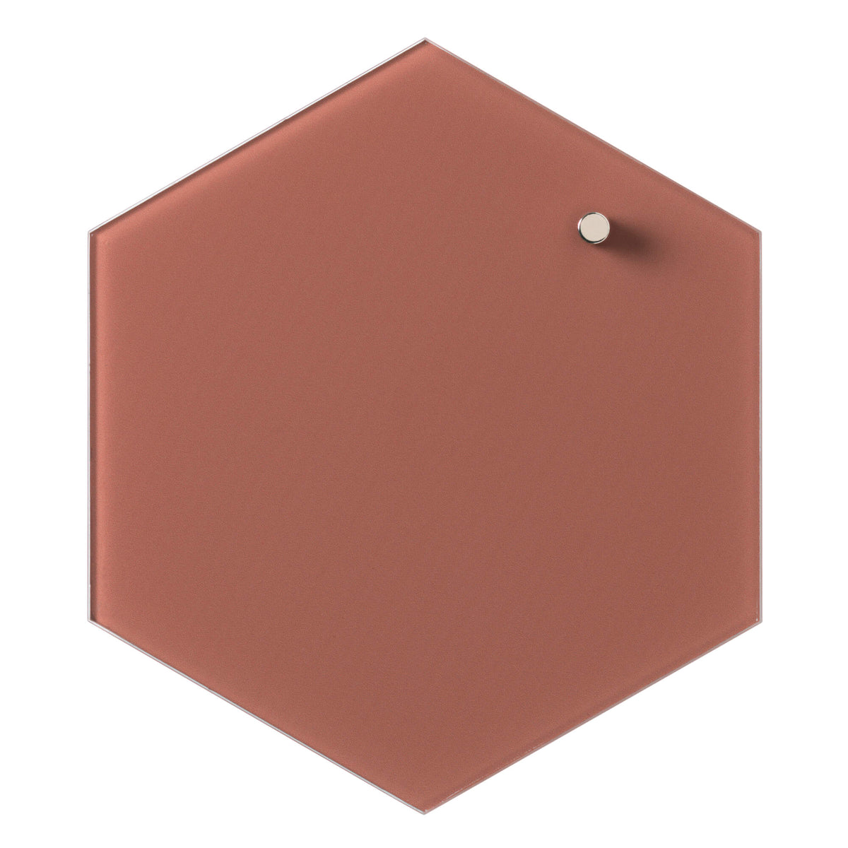 Sekskantet magnetisk glastavle fra Naga i terracotta, 21 cm, hængt på væg