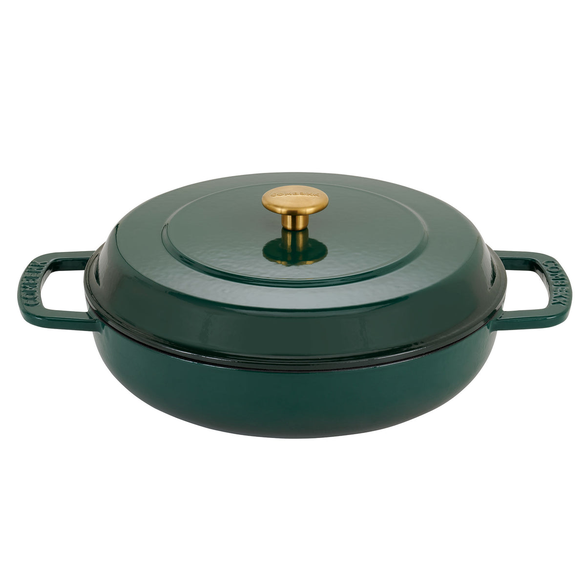 Grøn lav støbejernsgryde med låg fra Combekk, Ø28 cm og 5 liter